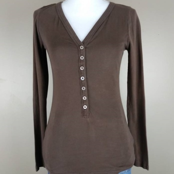 Michael Stars V-Neck Long Sleeve Tee Size OS - Picture 1 of 4